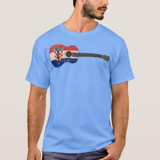 Gejaarde Kroatische akoestische gitaar T-shirt