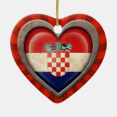 Gejaarde Kroatische vlag met lichte stralen Keramisch Ornament (Achterkant)