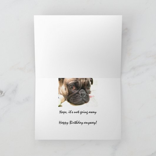 Gejaarde leeftijd niet gelukkig, Humor met hond Kaart (Binnen)