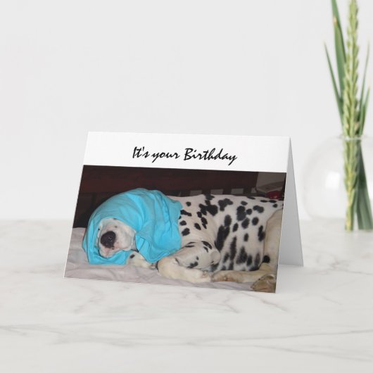 Gejaarde leeftijd niet gelukkig, Humor met hond Kaart (Voorkant)