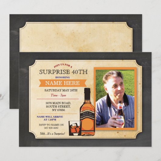 Gejaarde tot perfecte fotouitnodiging Birthday Cha Kaart (Voorkant / Achterkant)