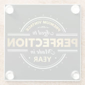 Gejaarde tot perfecte geboorte glazen onderzetter (Achterkant)