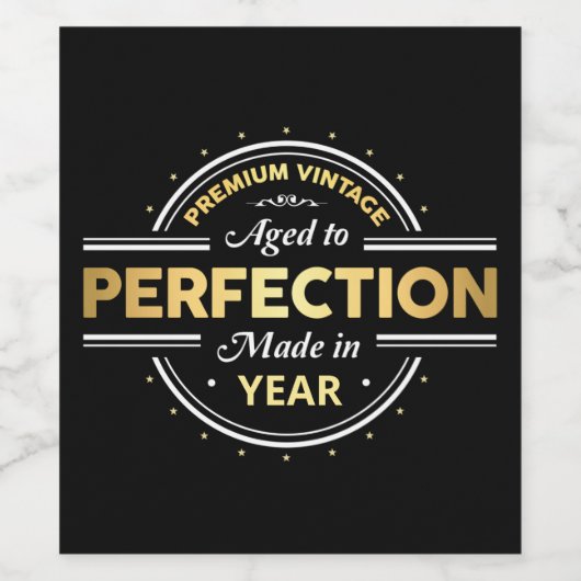 Gejaarde tot perfecte geboorte wijn etiket (Enkel label)