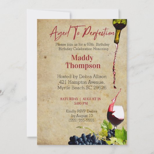 Gejaardenfeestdag 60e eeuw tot perfecte wijn kaart (Voorkant)