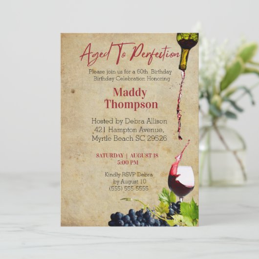 Gejaardenfeestdag 60e eeuw tot perfecte wijn kaart (Staand voorkant)