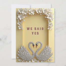 🌸 Gejuweeld Zwanenpaar Elegante Gouden Thema 💖 Kaart