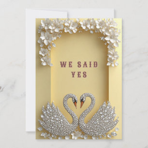 🌸 Gejuweeld Zwanenpaar Elegante Gouden Thema 💖 Kaart