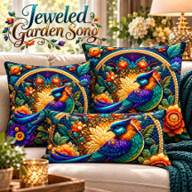 Gejuweelde Tuinzang Gequilteerde Vogel Worp Kussen