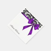 Gejuwelen Paarse Bow Damask Wedding Servetten (Hoek)