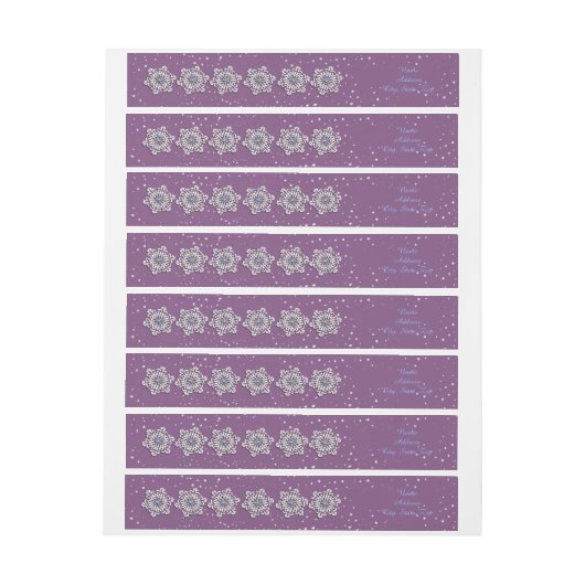 Gejuwelen Snowflakes Maroon Retour Adreslabel (Vel)