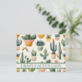 "Gek cactus dame! tekst op een cactus ontwerp Briefkaart (Staand voorkant)