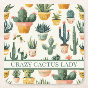 "Gek cactus dame! tekst op een cactus ontwerp Kartonnen Onderzetters