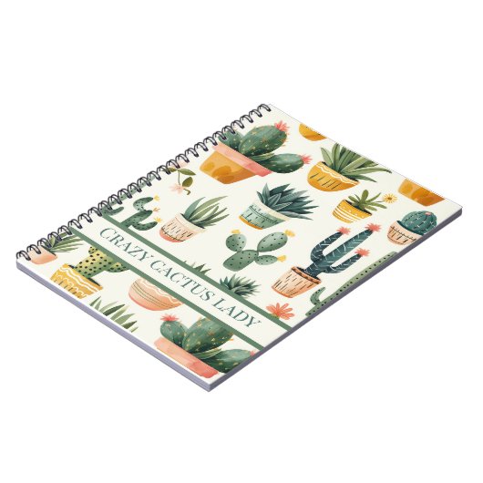 "Gek cactus dame! tekst op een cactus ontwerp Notitieboek (Linkerzijde)