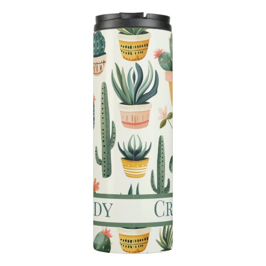 "Gek cactus dame! tekst op een cactus ontwerp Thermosbeker (Achterkant)