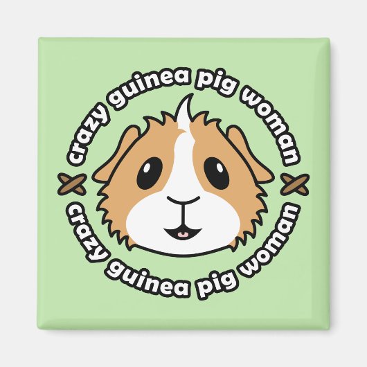 Gek cavia varken vrouw koelkast magneet (Voorkant)