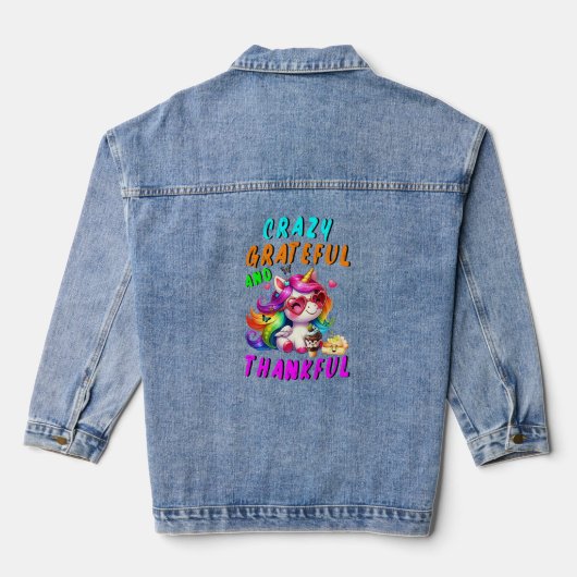 Gek, dankbaar en dankbaar denim jacket (Achterkant)