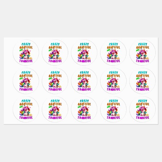 Gek, dankbaar en dankbaar labels (Vel)