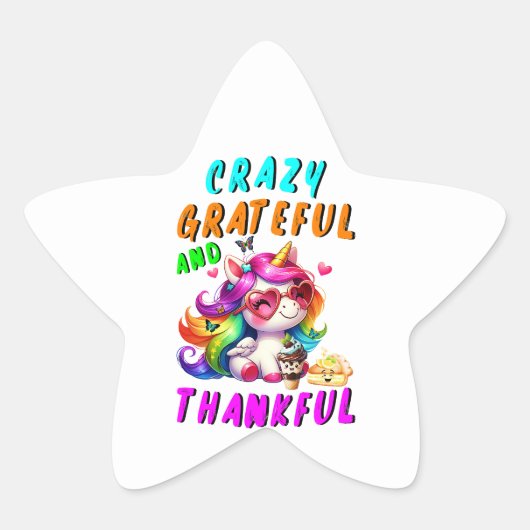 Gek, dankbaar en dankbaar ster sticker (Voorkant)