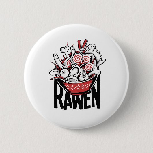 Gek Design van Ramen Noodle Zombie Ronde Button 5,7 Cm (Voorkant)