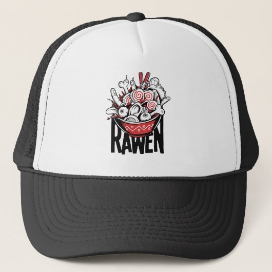 Gek Design van Ramen Noodle Zombie Trucker Pet (Voorkant)