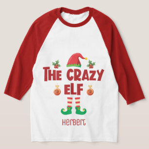 Gek elf familie bijpassende kerst outfit naam t-shirt