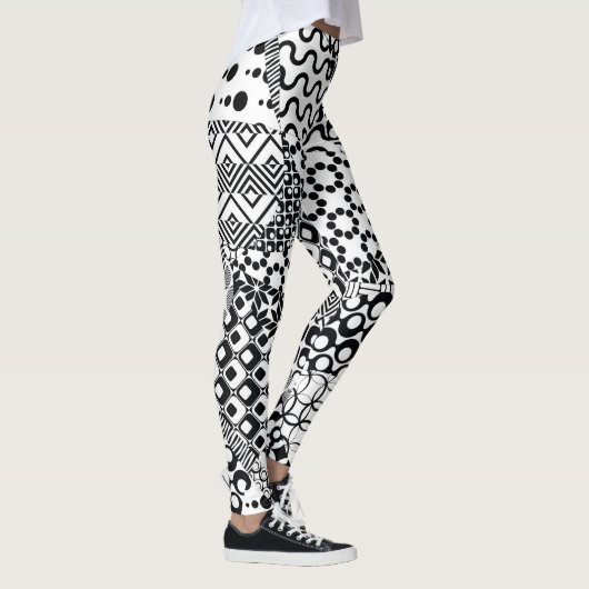 Gek, Funky, Zwart-wit patroon, Cool Leggings (Rechts)