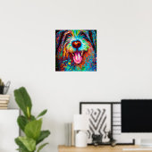 Gek Gelukkig Bearded Collie Dog Art Portret Poster (Thuiskantoor)