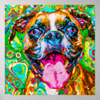 Gek Gelukkig Bokser Hond 2 Kunst Portret