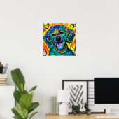 Gek Gelukkig Cockapoo Dog Art Portret Poster (Thuiskantoor)