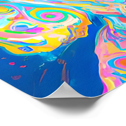 Gek Gelukkig Goldendoodle Hond Kunst Portret Poster (Hoek)