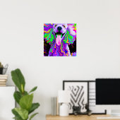 Gek Gelukkig Poodle Dog Art Portret Poster (Thuiskantoor)