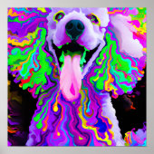 Gek Gelukkig Poodle Dog Art Portret Poster (Voorkant)