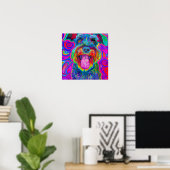 Gek Gelukkig Schnauzer Hond Kunst Portret Poster