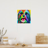Gek Gelukkig Tibetaans Terrier Hond Portret Kunst Poster (Keuken)