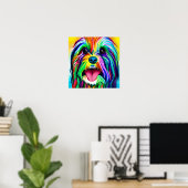 Gek Gelukkig Tibetaans Terrier Hond Portret Kunst Poster (Thuiskantoor)