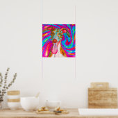 Gek Gelukkig Whippet Hond Portret Kunst Poster (Keuken)