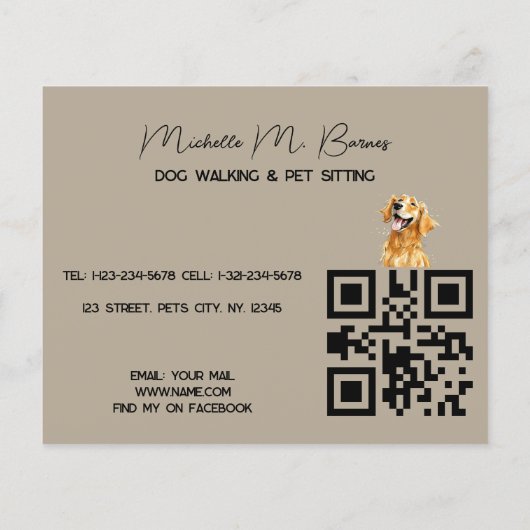 Gek Grappig Hond Walker Sitter QR Code Modern Flyer (Achterkant)