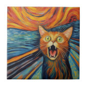 Gek grappig rood kat schilderij tegeltje (Voorkant)