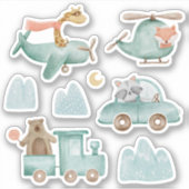 Gek grappig transport en dier. Kinder baby Sticker (Voorkant)