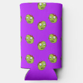 Gek groen zombie hoofd op paarse seltzer blikjeskoeler (Achterkant)