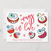 Gek in liefde grappig gek gezichten Valentijnsdag Feestdagenkaart (Voorkant)