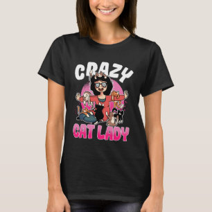 Gek Kat Dame Motief Grote Kat Mum Oma T-shirt