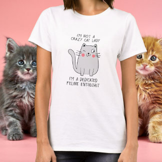 Gek Kat Lady Leuk Knipperen Grijs Kat Minimaal T-shirt