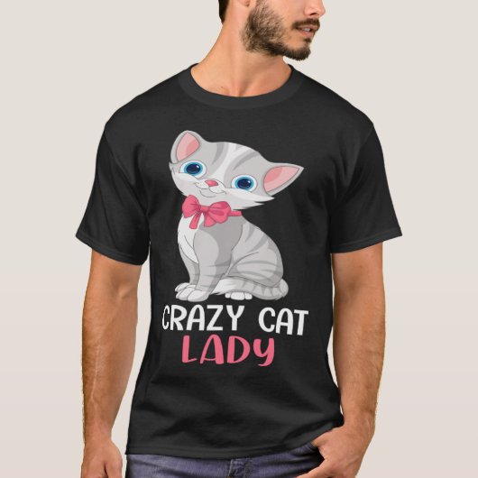 Gek Kat Lady Vrouwen Grijs Kat Moederdag Kat Mo T-shirt (Voorkant)