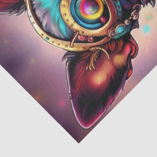 Gek Kleurrijke Futuristische Chihuahua Hond Steamp Tissuepapier (Detail)