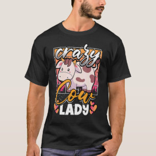 Gek Koe Lady Mad Over Koeien Boerderij Dier Koe T-shirt