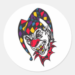 gek kwaadaardige nar clowns ronde sticker