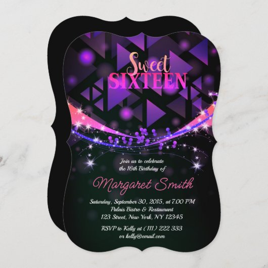 Gek Laten we feesten! Disco Sweet 16 Uitnodiging (Voorkant / Achterkant)
