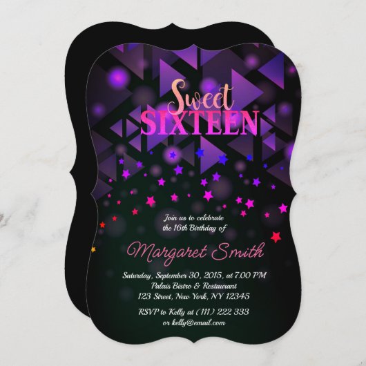 Gek Laten we feesten! Sweet 16 Uitnodiging (Voorkant / Achterkant)