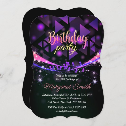 Gek Laten we feesten! Uitnodiging voor Disco Birth (Voorkant / Achterkant)